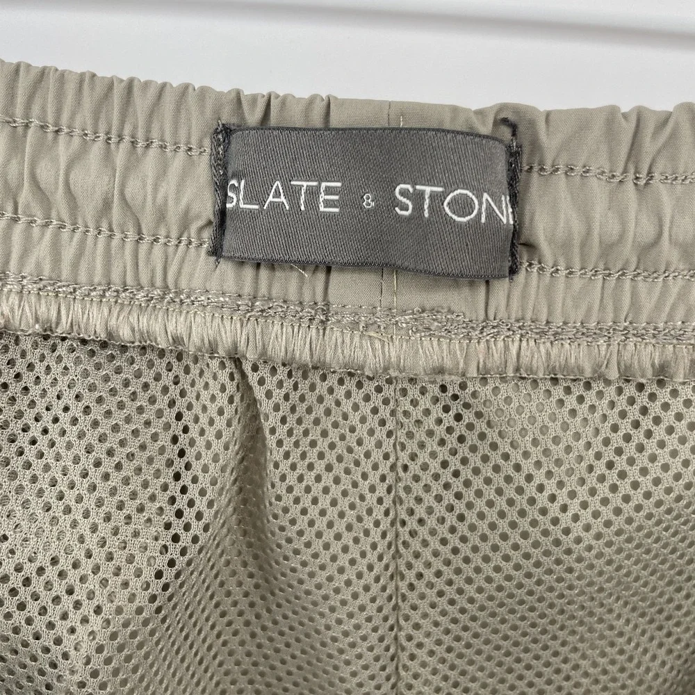 Slate‎ & Stone Mens XXL Swim Trunks Beige Elastic Waist Mesh Lined Nylon 6.5